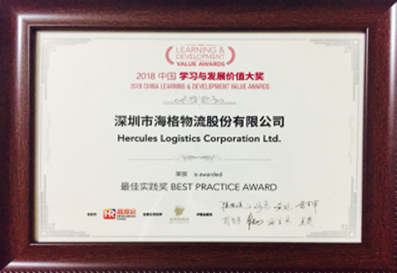 2018海格物流荣膺2018中国学习与发展价值大奖之“最佳实践奖”
